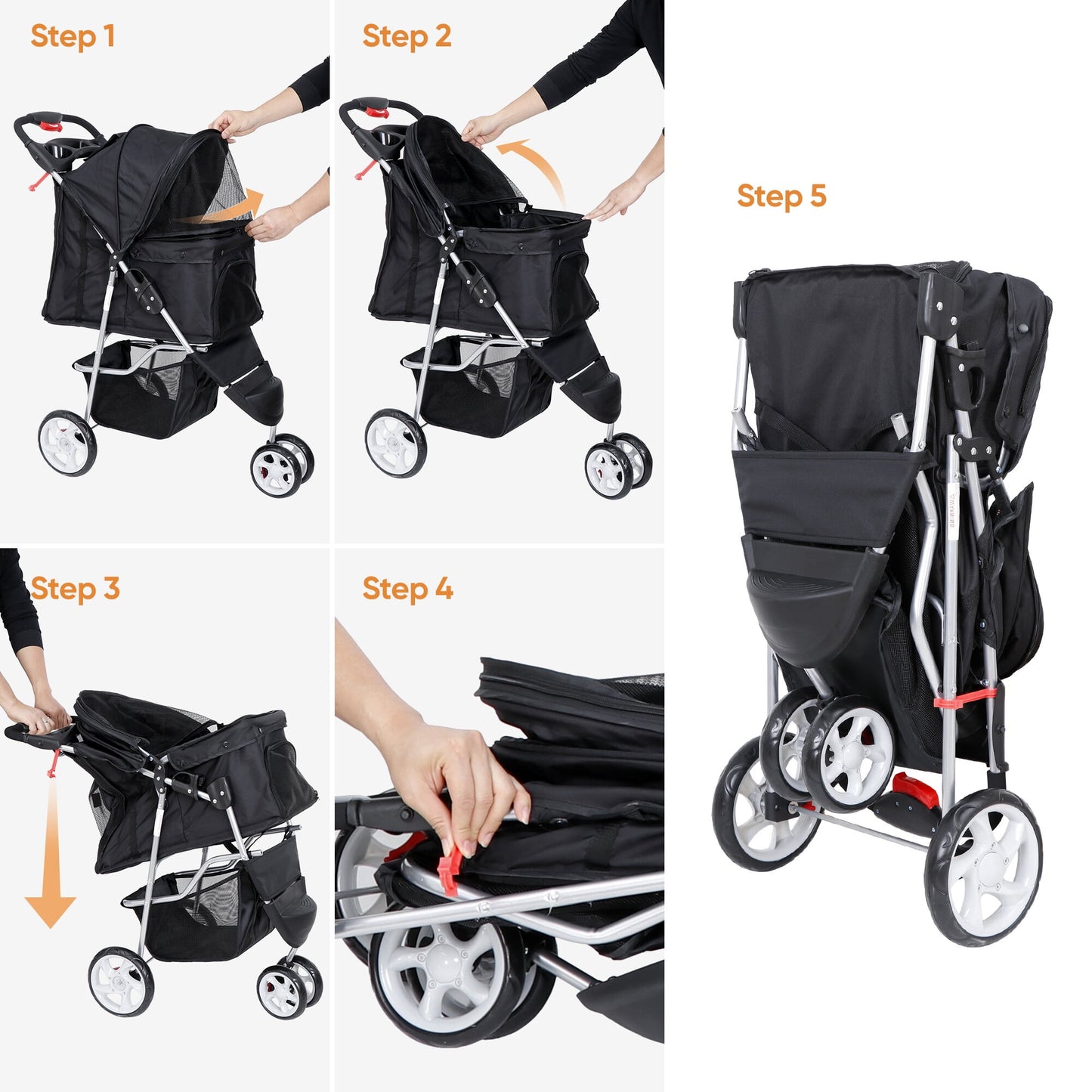 Paw-some Pup Mobile: The Ultimate Pet Stroller for Dogs and Cats with Convenient Snack Storage