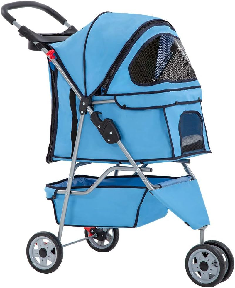 Premium Pink Pet Stroller: Stylish and Functional Carrier for Small Dogs and Cats with Convenient Cup Holder for Treats on the Go