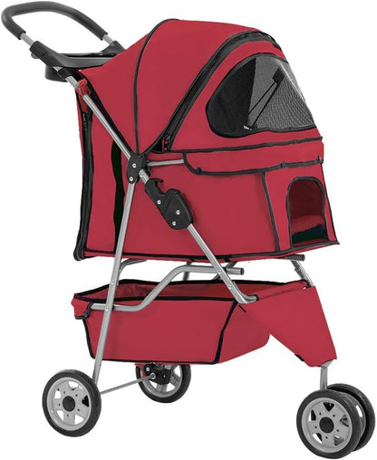 Premium Pink Pet Stroller: Stylish and Functional Carrier for Small Dogs and Cats with Convenient Cup Holder for Treats on the Go