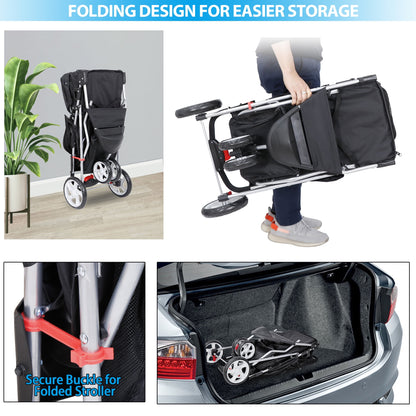Paw-some Pup Mobile: The Ultimate Pet Stroller for Dogs and Cats with Convenient Snack Storage
