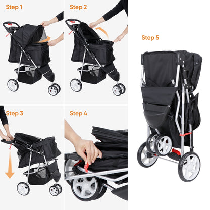 Paw-some Pup Mobile: The Ultimate Pet Stroller for Dogs and Cats with Convenient Snack Storage