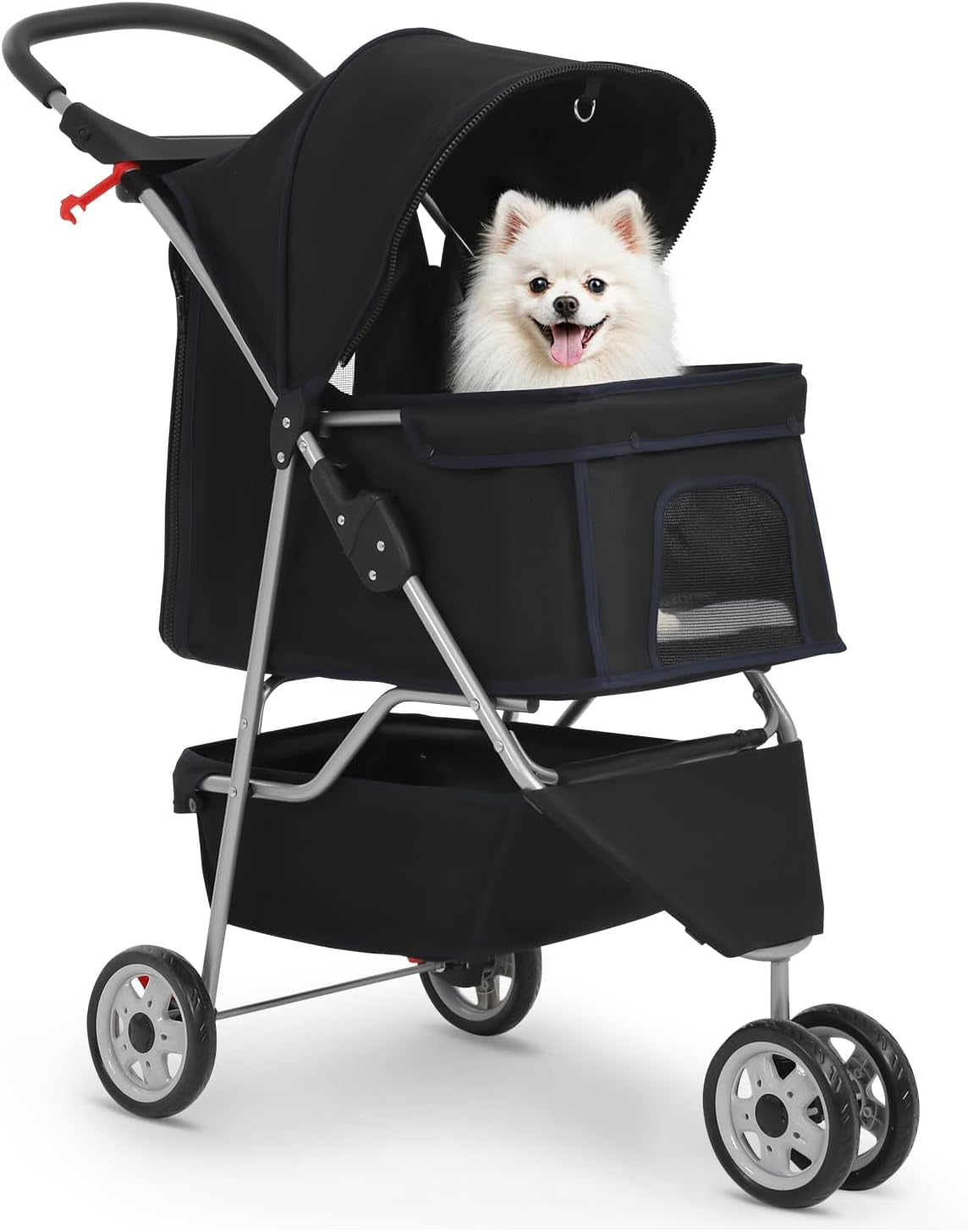 Premium Pink Pet Stroller: Stylish and Functional Carrier for Small Dogs and Cats with Convenient Cup Holder for Treats on the Go