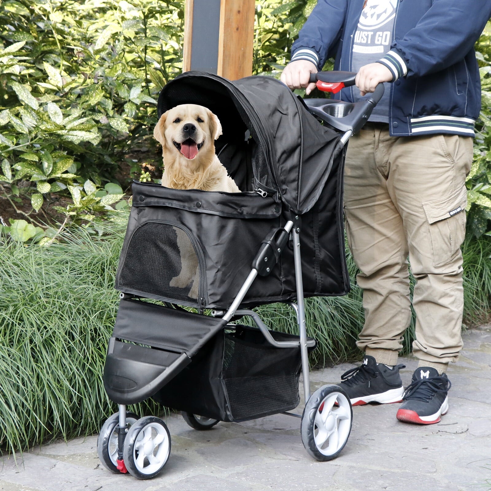 Paw-some Pup Mobile: The Ultimate Pet Stroller for Dogs and Cats with Convenient Snack Storage