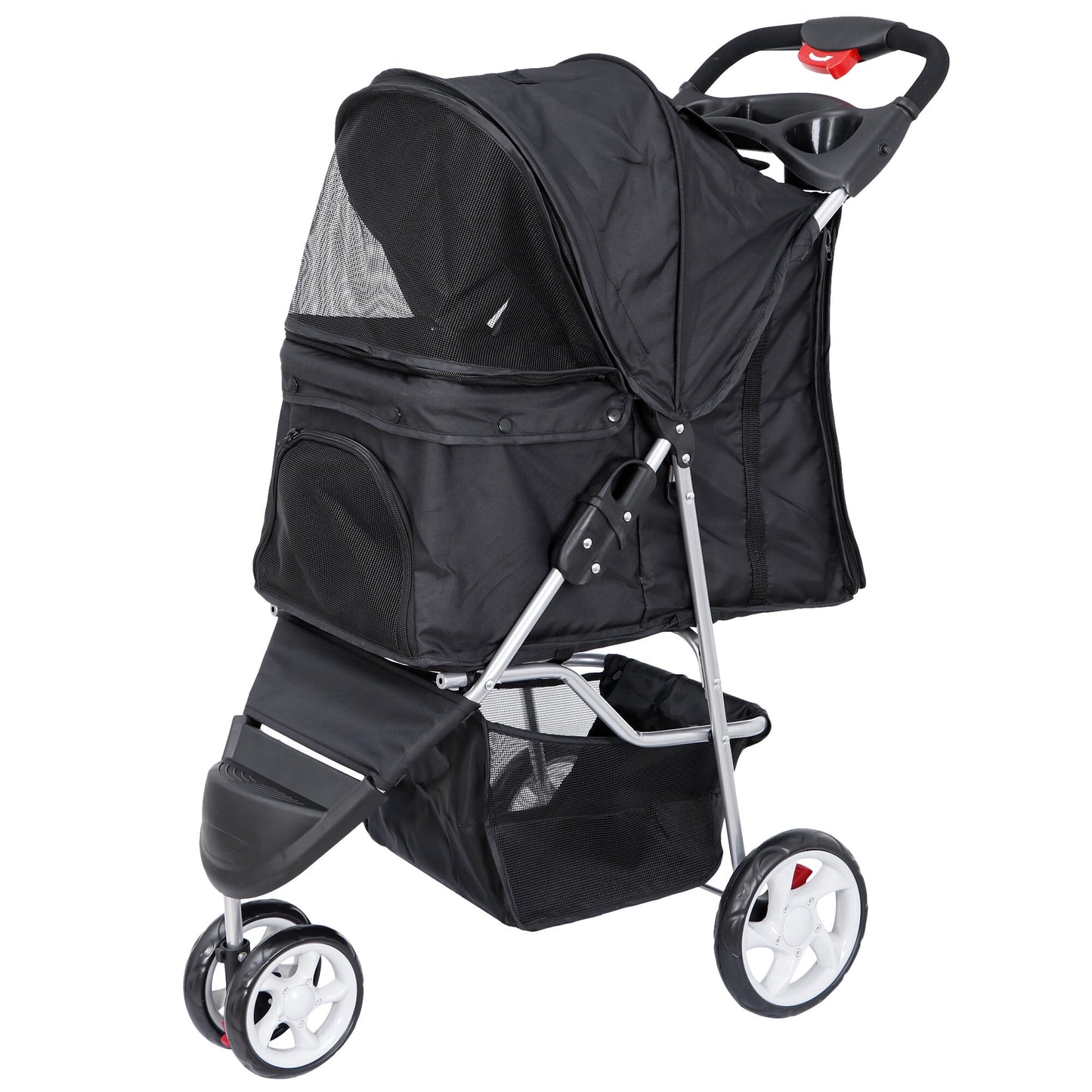 Paw-some Pup Mobile: The Ultimate Pet Stroller for Dogs and Cats with Convenient Snack Storage