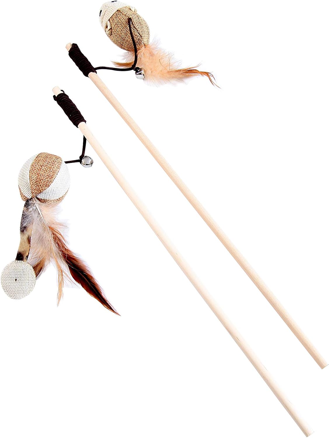 Ultimate Feline Playtime Bundle: Engaging Cat Toy Set with Sisal Wands, Interactive Mouse, Jingle Bell, Feather Teaser, and Elastic String for Endless Fun