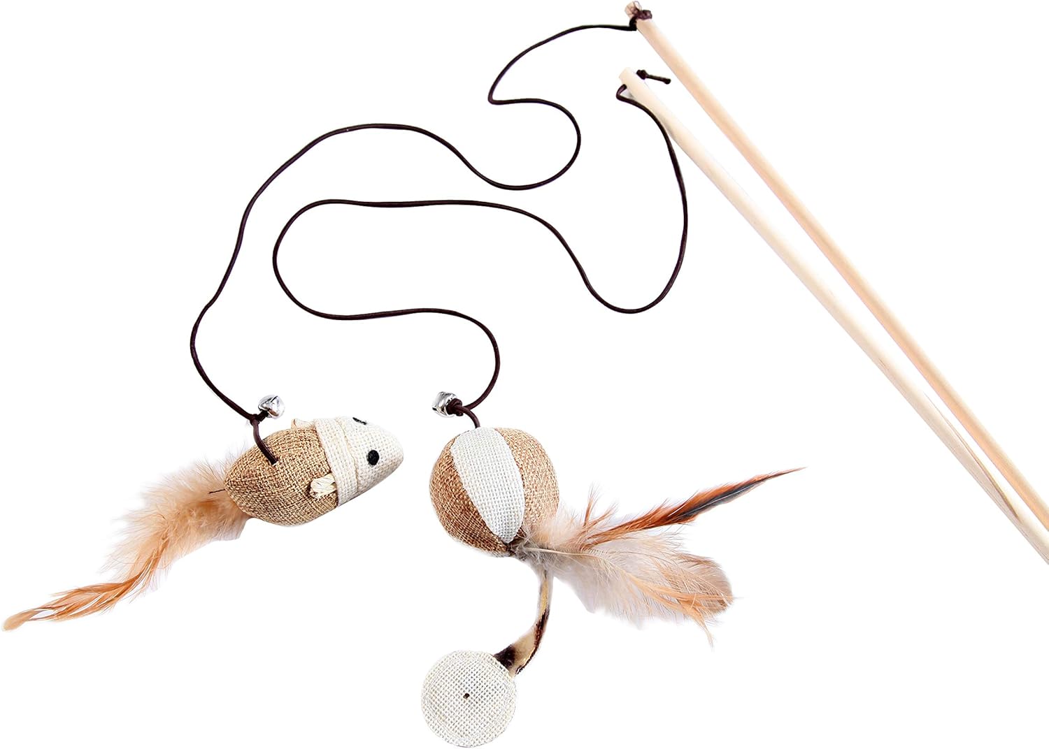 Ultimate Feline Playtime Bundle: Engaging Cat Toy Set with Sisal Wands, Interactive Mouse, Jingle Bell, Feather Teaser, and Elastic String for Endless Fun