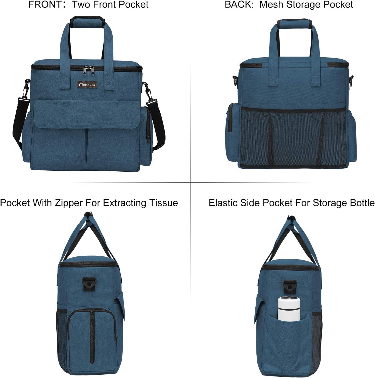 Dog and Cat Travel Bag, Weekend Pet Travel Set for Dog and Cat, Airline Approved Tote Organizer with Multi-Function Pockets, 2 Food Storage Containers, 2 Collapsible Bowls, 1 Feeding Mat (Blue)