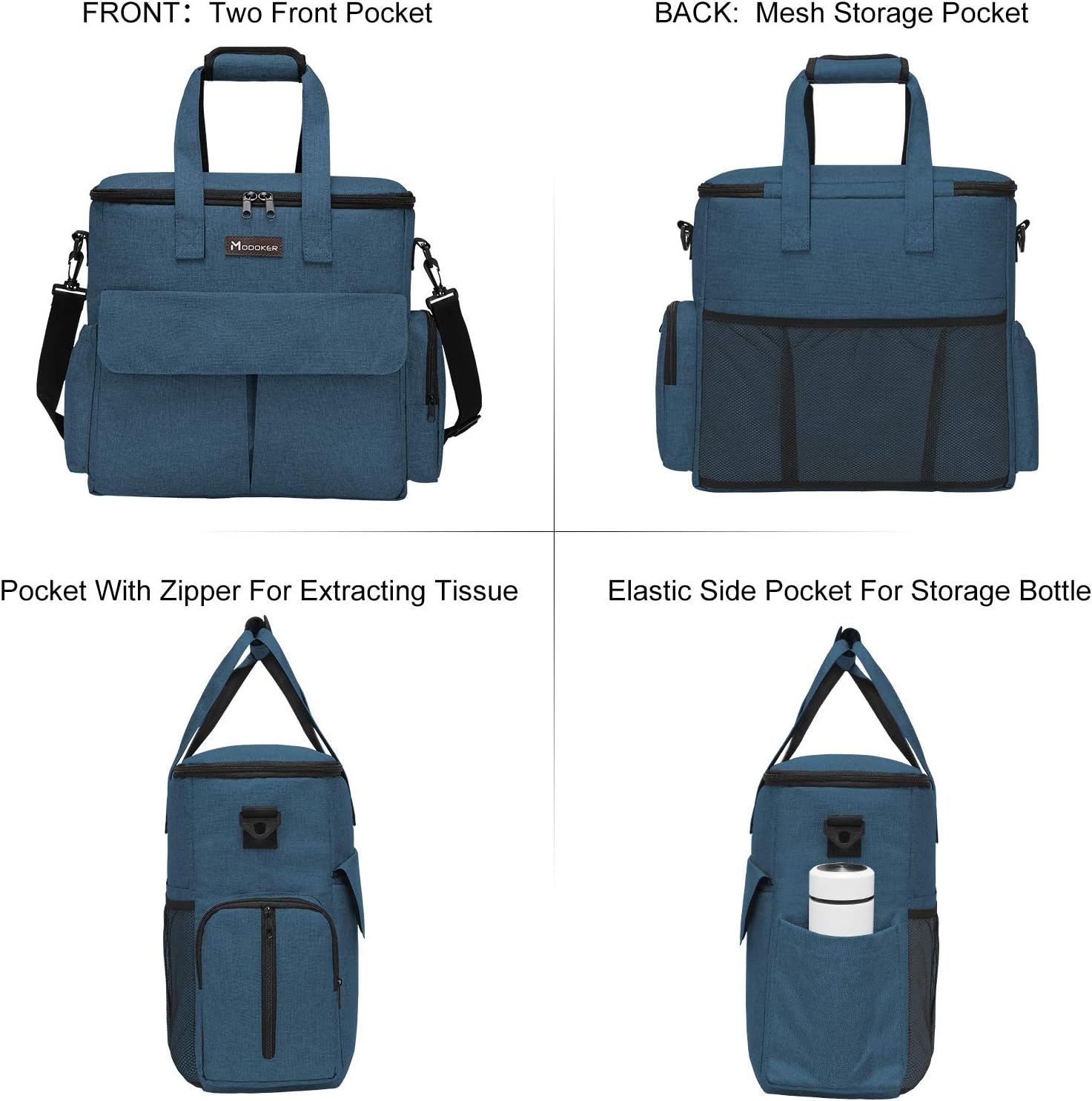 Dog and Cat Travel Bag, Weekend Pet Travel Set for Dog and Cat, Airline Approved Tote Organizer with Multi-Function Pockets, 2 Food Storage Containers, 2 Collapsible Bowls, 1 Feeding Mat (Blue)