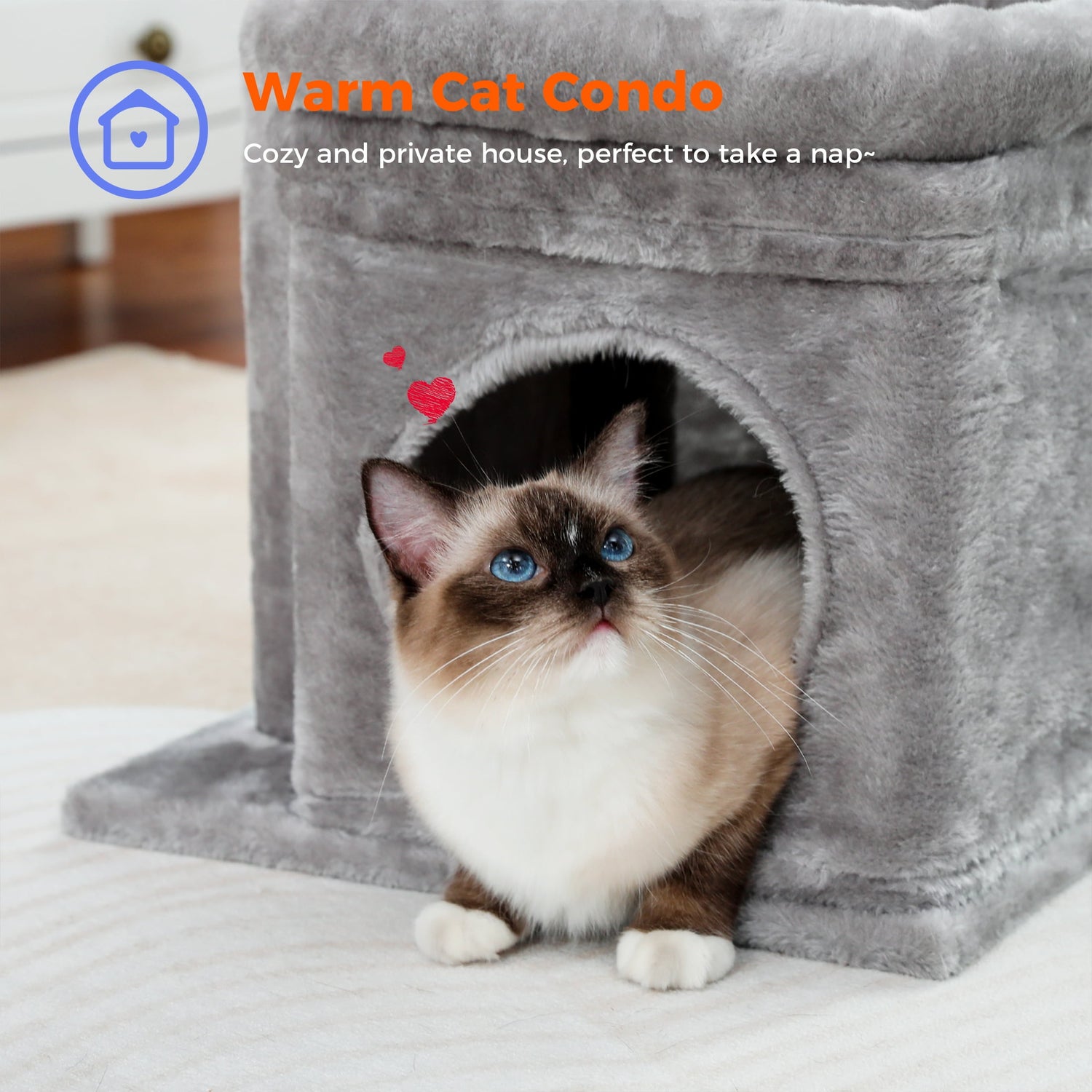 Cat Tree Condo 27" Cat Tower with Large Top Perch and Scratching Posts for Kittens and Medium Cats