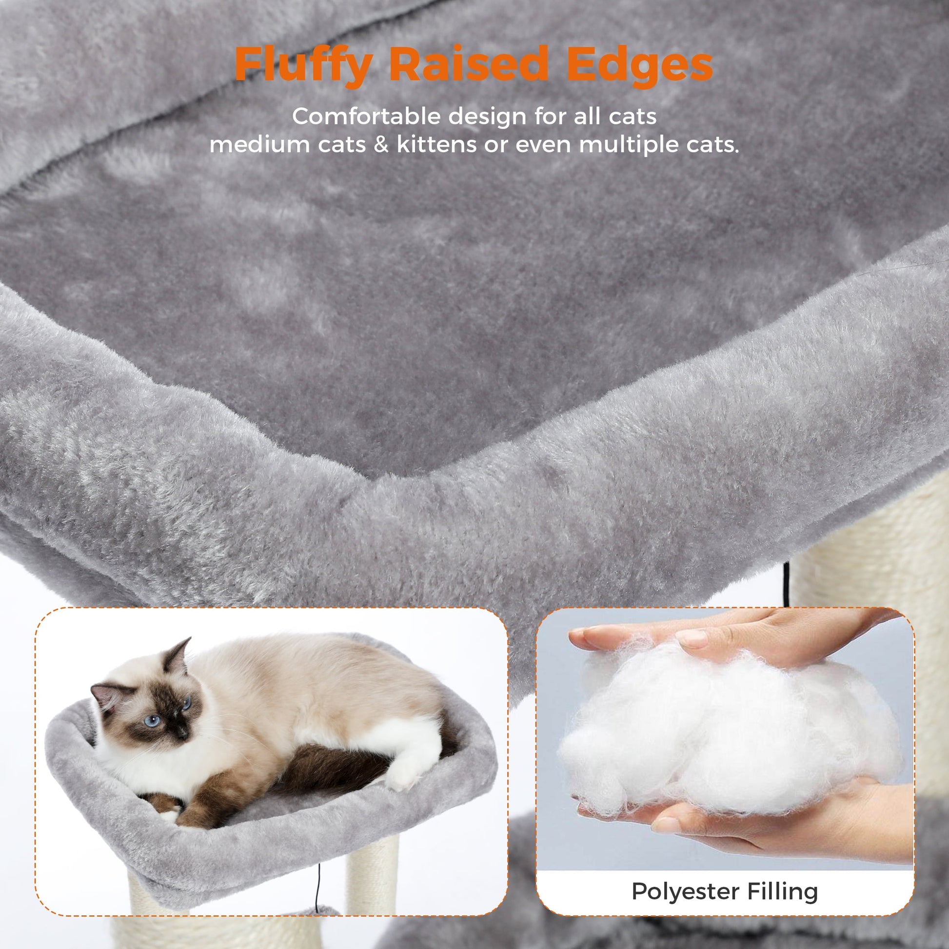 Cat Tree Condo 27" Cat Tower with Large Top Perch and Scratching Posts for Kittens and Medium Cats