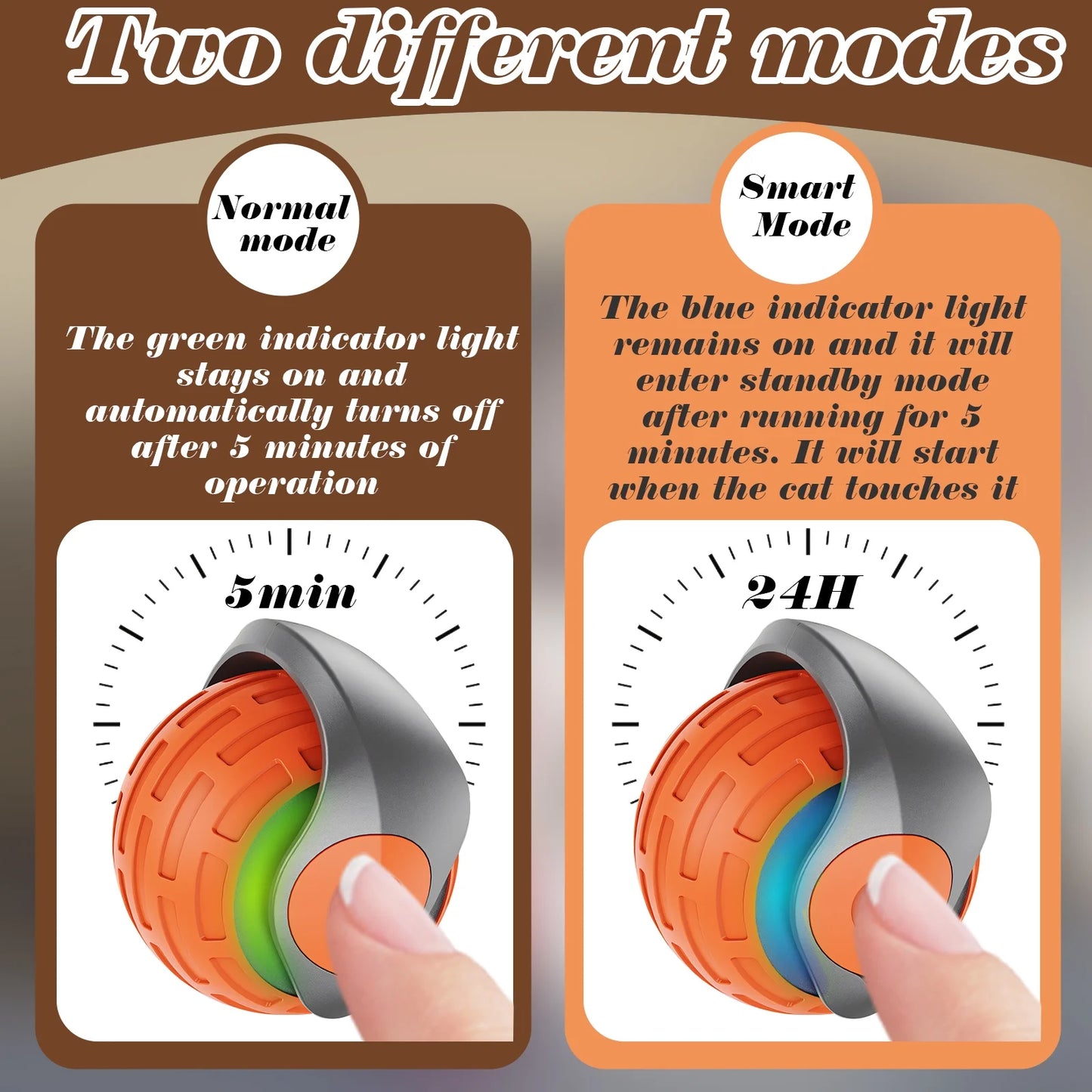 Rechargeable Interactive Cat Ball Toys with Faux Tails - 2 Pack Smart Indoor Fun for Your Feline Friend