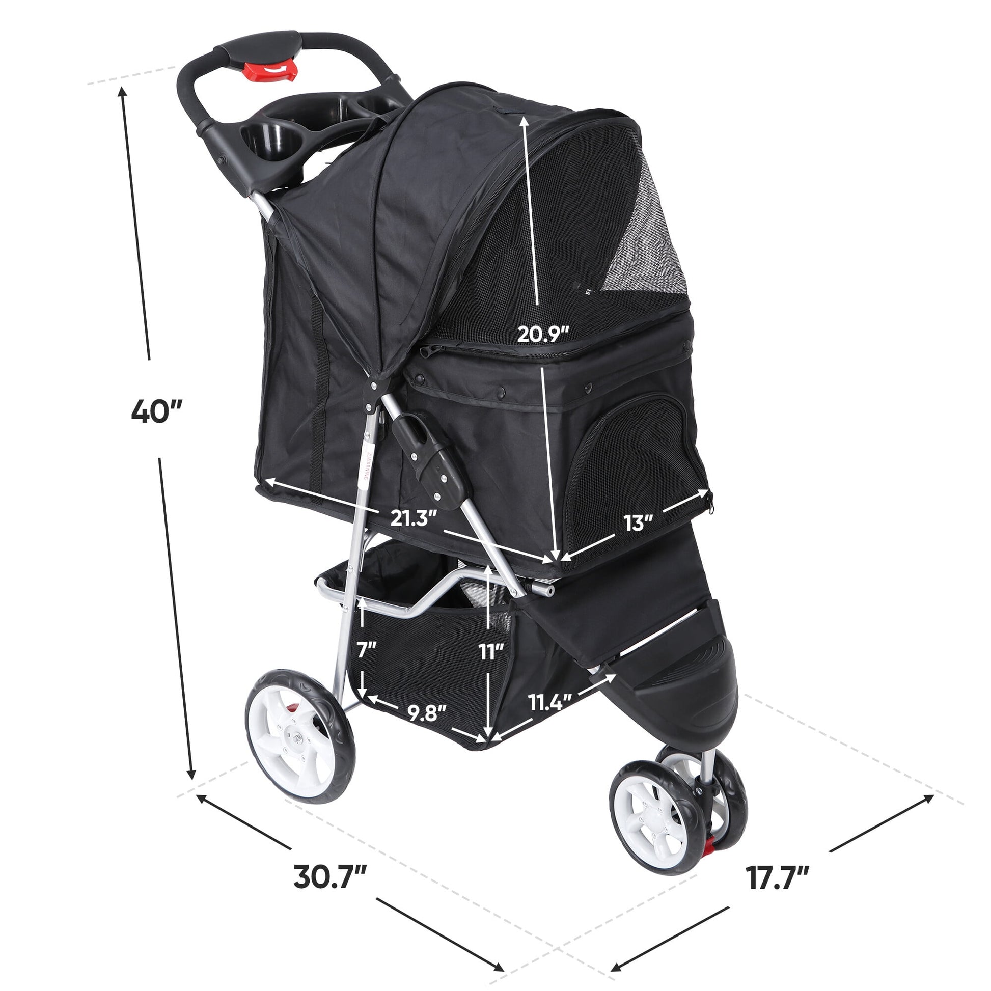 Paw-some Pup Mobile: The Ultimate Pet Stroller for Dogs and Cats with Convenient Snack Storage