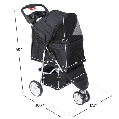 Paw-some Pup Mobile: The Ultimate Pet Stroller for Dogs and Cats with Convenient Snack Storage