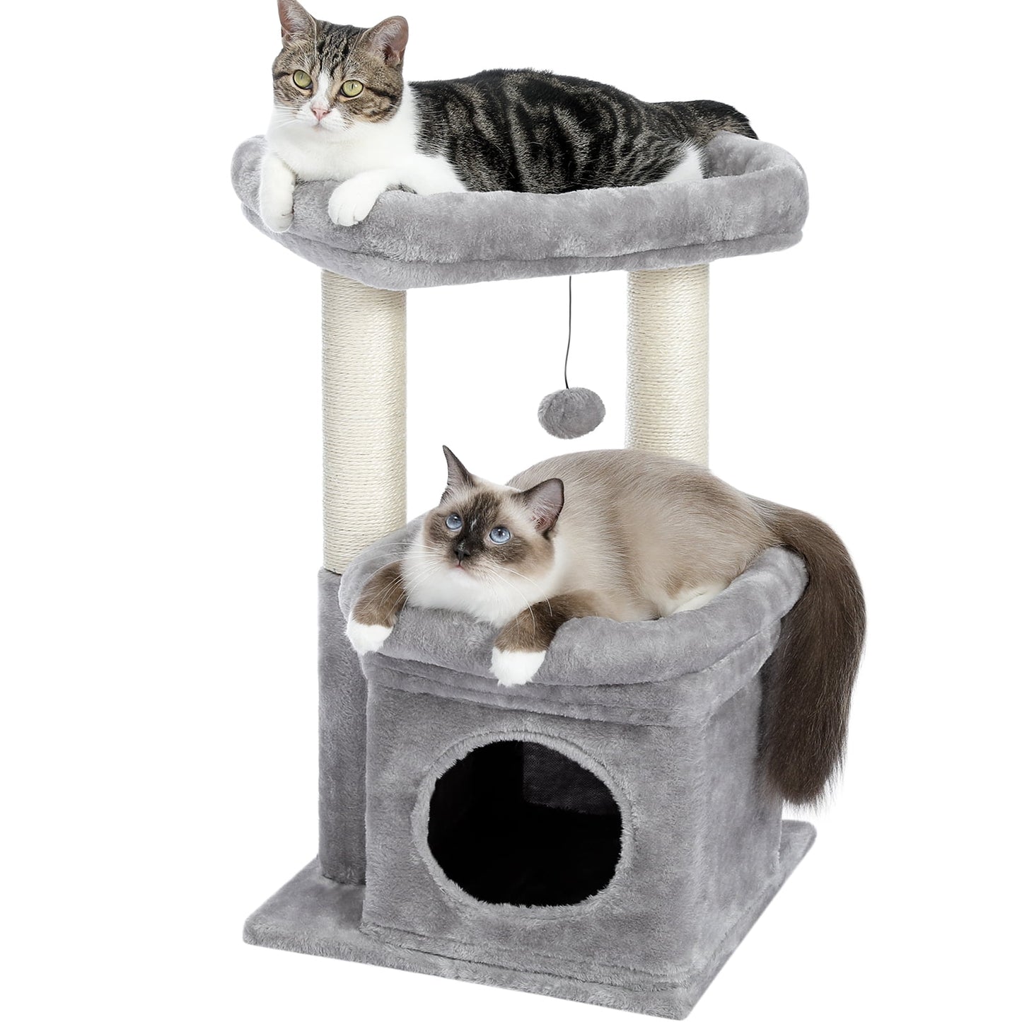 Cat Tree Condo 27" Cat Tower with Large Top Perch and Scratching Posts for Kittens and Medium Cats