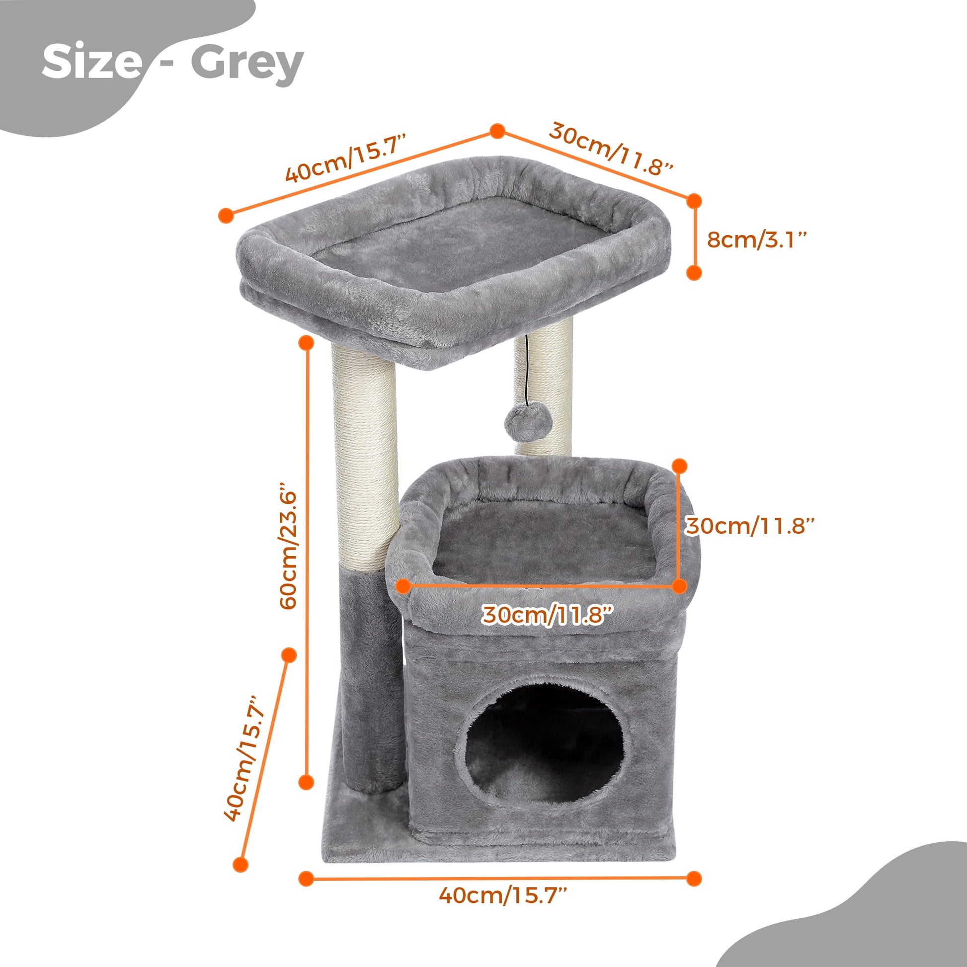 Cat Tree Condo 27" Cat Tower with Large Top Perch and Scratching Posts for Kittens and Medium Cats