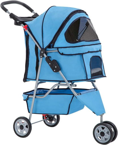 Premium Pink Pet Stroller: Stylish and Functional Carrier for Small Dogs and Cats with Convenient Cup Holder for Treats on the Go