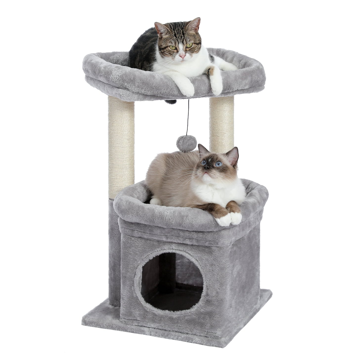 Cat Tree Condo 27" Cat Tower with Large Top Perch and Scratching Posts for Kittens and Medium Cats
