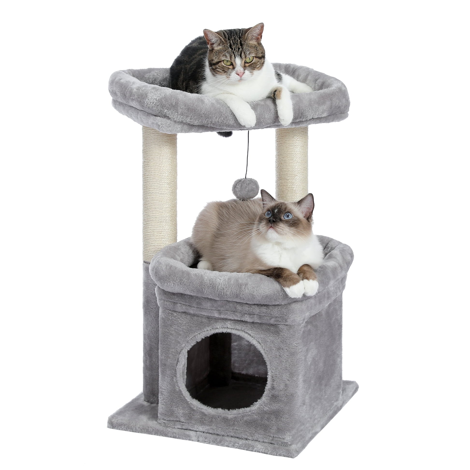 Cat Tree Condo 27" Cat Tower with Large Top Perch and Scratching Posts for Kittens and Medium Cats